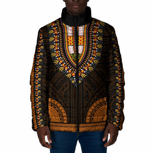 African Dashiki and Polynesian Pattern Padded Jacket Gold