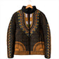African Dashiki and Polynesian Pattern Padded Jacket Gold