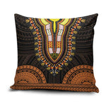 African Dashiki and Polynesian Pattern Pillow Cover Gold