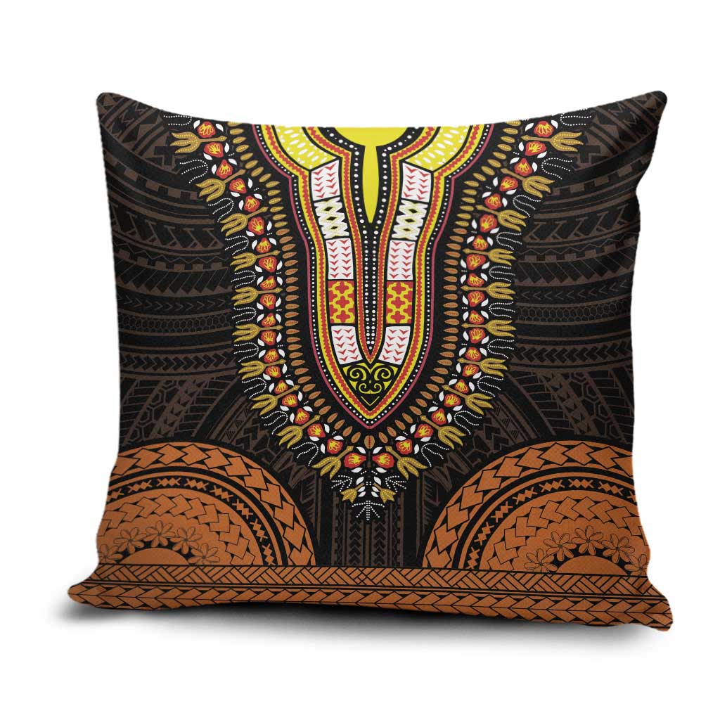 African Dashiki and Polynesian Pattern Pillow Cover Gold