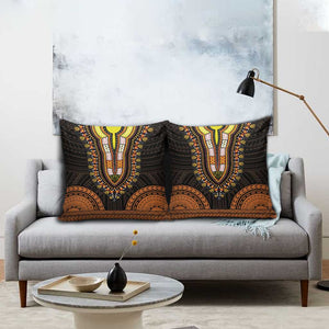 African Dashiki and Polynesian Pattern Pillow Cover Gold
