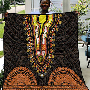 African Dashiki and Polynesian Pattern Quilt Gold