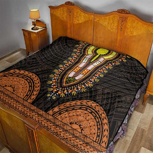 African Dashiki and Polynesian Pattern Quilt Gold