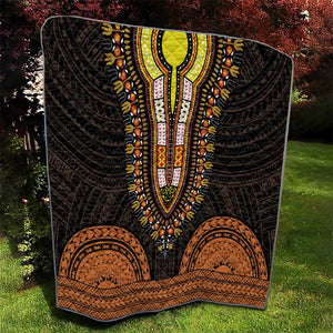 African Dashiki and Polynesian Pattern Quilt Gold