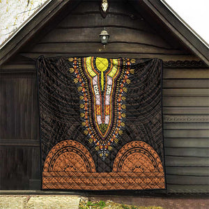 African Dashiki and Polynesian Pattern Quilt Gold