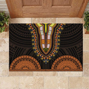 African Dashiki and Polynesian Pattern Rubber Doormat Gold