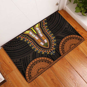 African Dashiki and Polynesian Pattern Rubber Doormat Gold