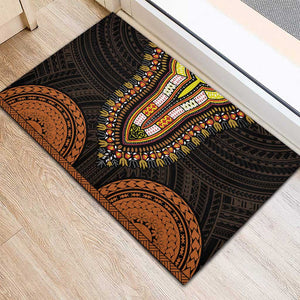 African Dashiki and Polynesian Pattern Rubber Doormat Gold