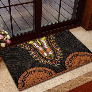 African Dashiki and Polynesian Pattern Rubber Doormat Gold