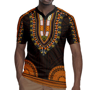 African Dashiki and Polynesian Pattern Rugby Jersey Gold