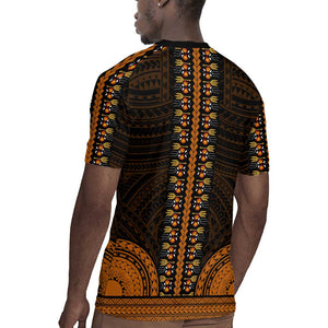 African Dashiki and Polynesian Pattern Rugby Jersey Gold