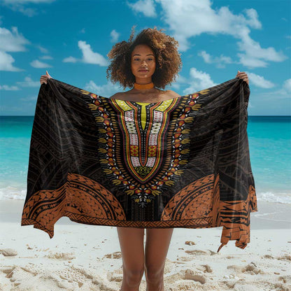 African Dashiki and Polynesian Pattern Sarong Gold
