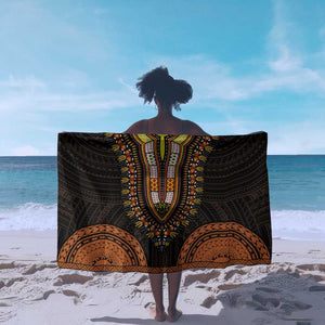 African Dashiki and Polynesian Pattern Sarong Gold