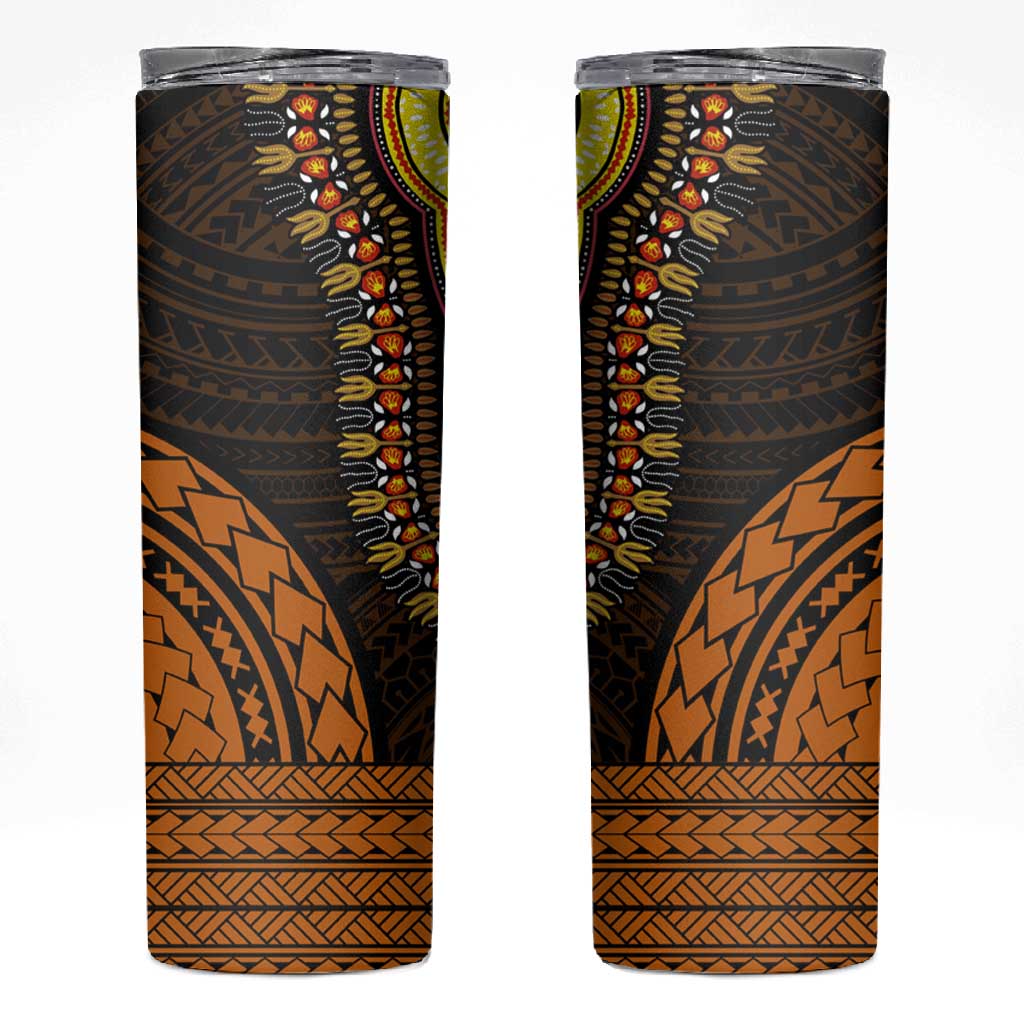 African Dashiki and Polynesian Pattern Skinny Tumbler Gold