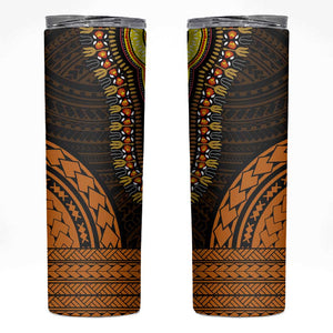 African Dashiki and Polynesian Pattern Skinny Tumbler Gold