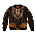 African Dashiki and Polynesian Pattern Sleeve Zip Bomber Jacket Gold