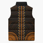 African Dashiki and Polynesian Pattern Sleeveless Puffer Jacket Gold