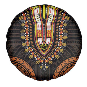 African Dashiki and Polynesian Pattern Spare Tire Cover Gold