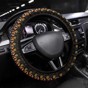 African Dashiki and Polynesian Pattern Steering Wheel Cover Gold