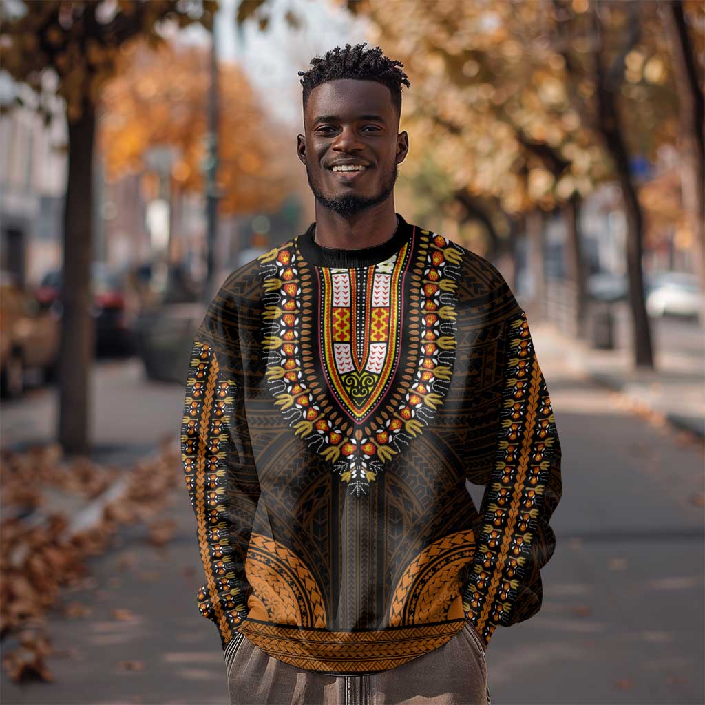 African Dashiki and Polynesian Pattern Sweatshirt Gold