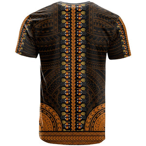 African Dashiki and Polynesian Pattern T shirt Gold