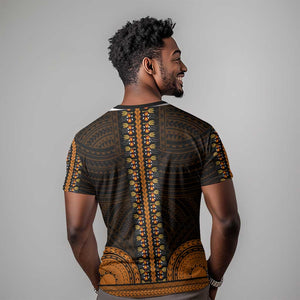 African Dashiki and Polynesian Pattern T shirt Gold