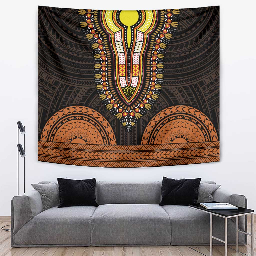 African Dashiki and Polynesian Pattern Tapestry Gold