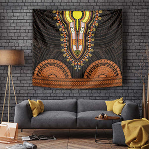 African Dashiki and Polynesian Pattern Tapestry Gold