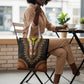 African Dashiki and Polynesian Pattern Tote Bag Gold