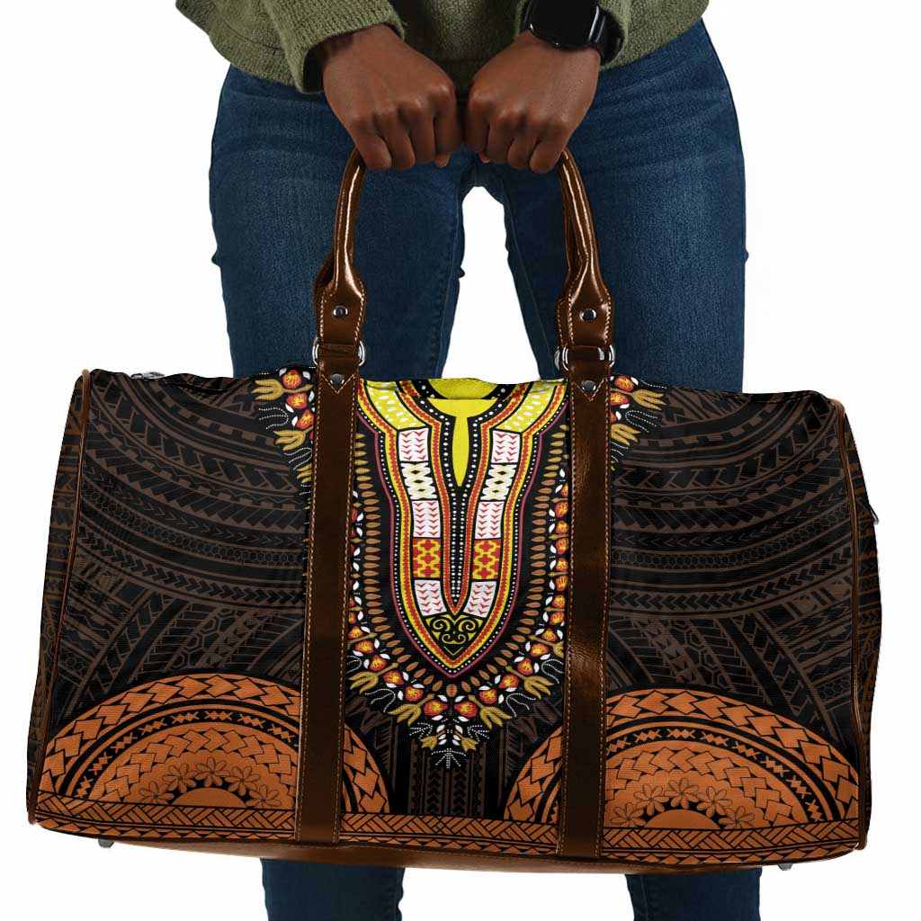 African Dashiki and Polynesian Pattern Travel Bag Gold