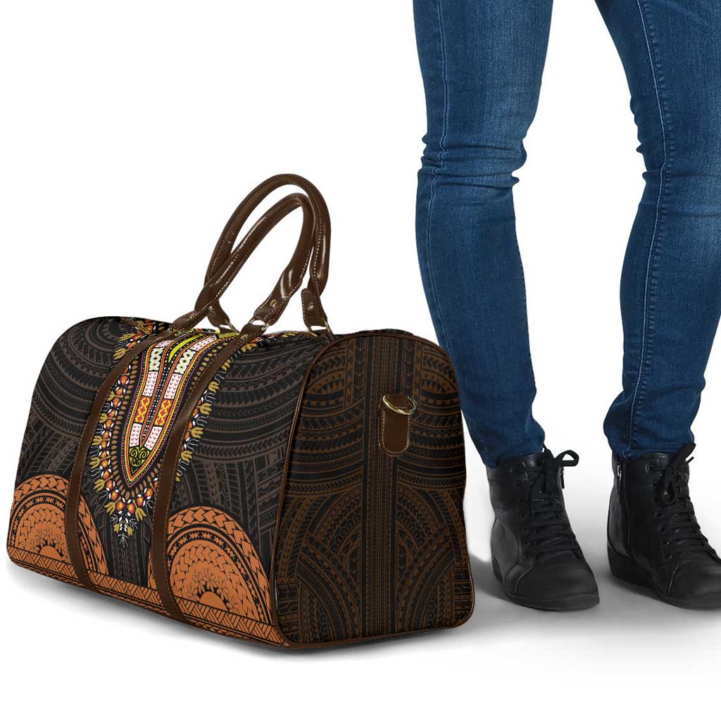 African Dashiki and Polynesian Pattern Travel Bag Gold