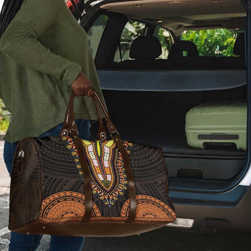 African Dashiki and Polynesian Pattern Travel Bag Gold