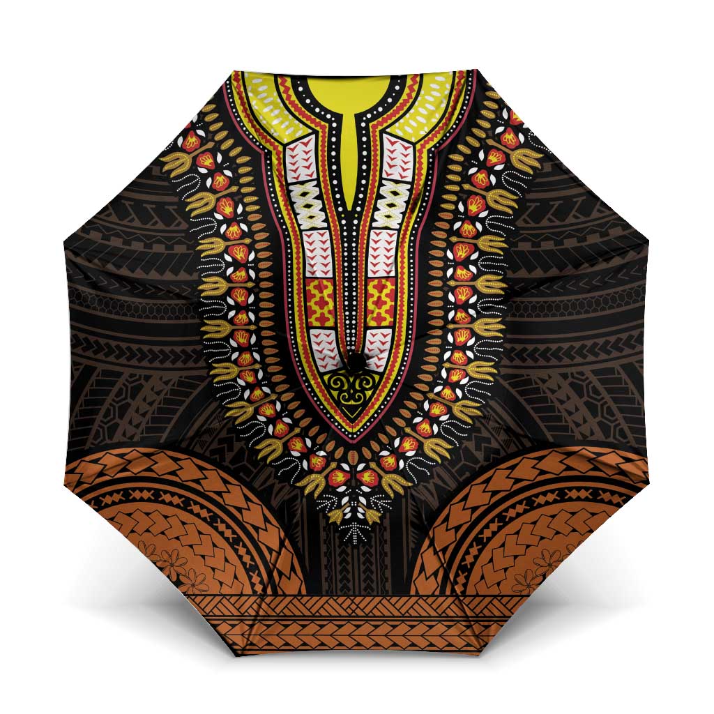 African Dashiki and Polynesian Pattern Umbrella Gold