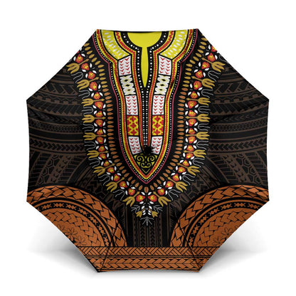 African Dashiki and Polynesian Pattern Umbrella Gold