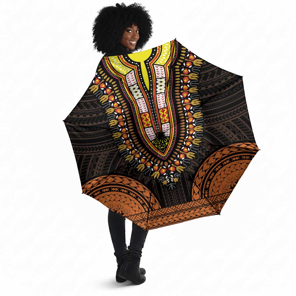 African Dashiki and Polynesian Pattern Umbrella Gold