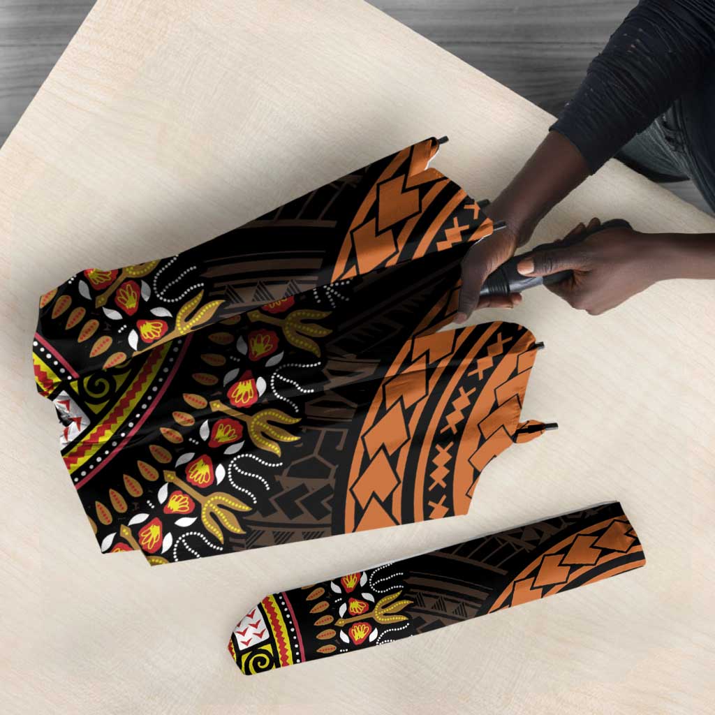 African Dashiki and Polynesian Pattern Umbrella Gold