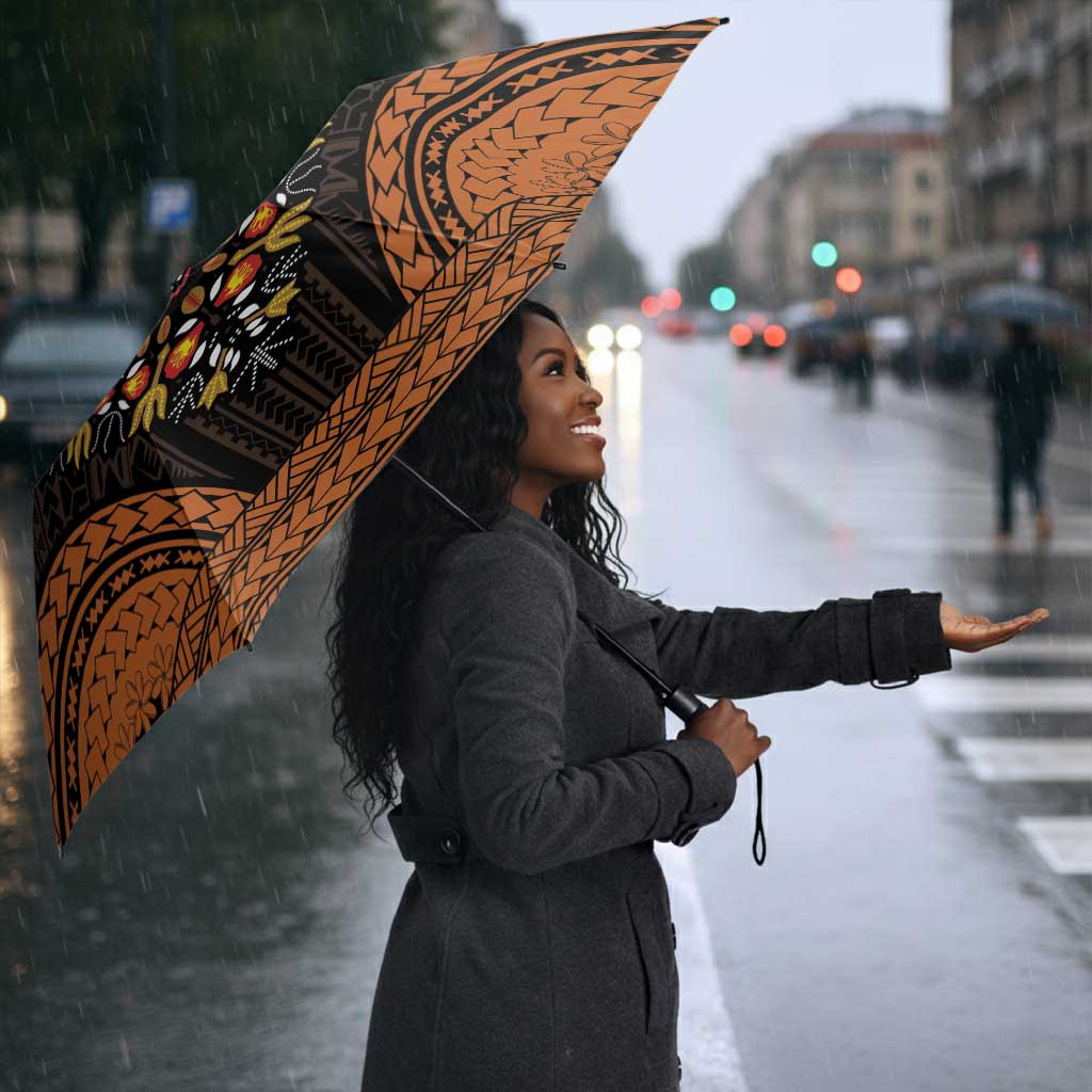 African Dashiki and Polynesian Pattern Umbrella Gold