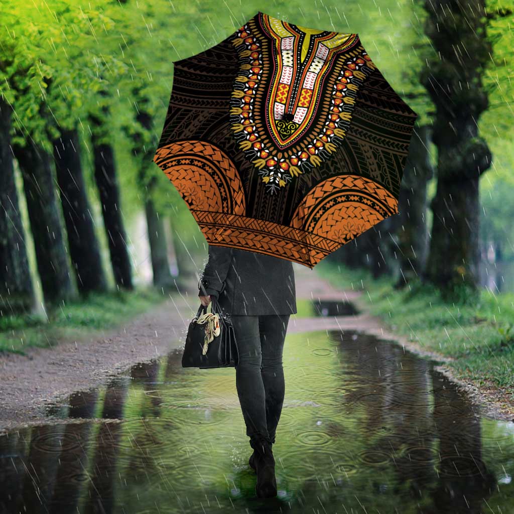 African Dashiki and Polynesian Pattern Umbrella Gold