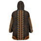 African Dashiki and Polynesian Pattern Wearable Blanket Hoodie Gold