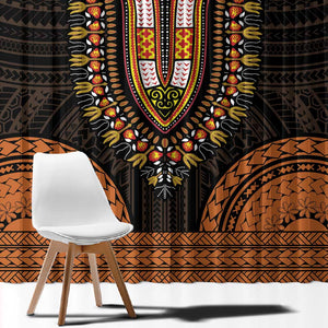 African Dashiki and Polynesian Pattern Window Curtain Gold