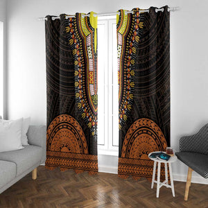 African Dashiki and Polynesian Pattern Window Curtain Gold