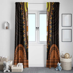 African Dashiki and Polynesian Pattern Window Curtain Gold