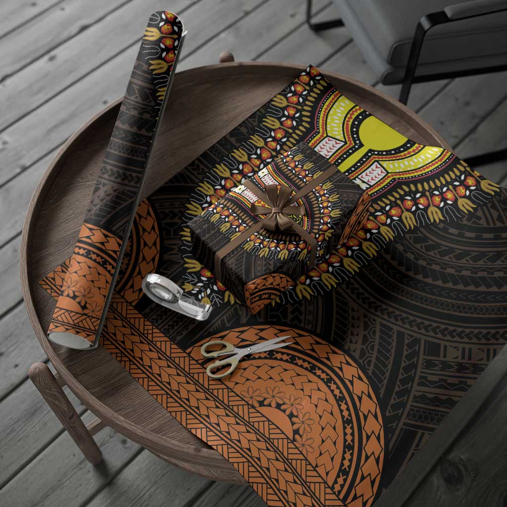 African Dashiki and Polynesian Pattern Wrapping Paper Gold - African Pride