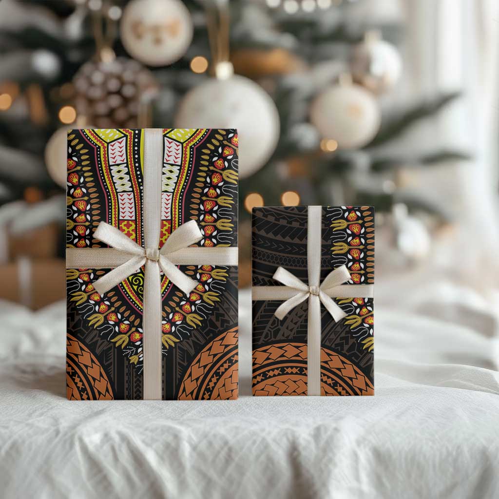 African Dashiki and Polynesian Pattern Wrapping Paper Gold - African Pride