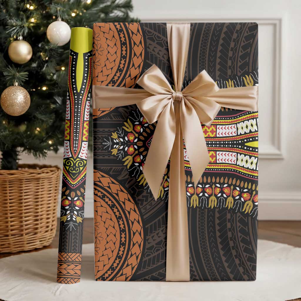 African Dashiki and Polynesian Pattern Wrapping Paper Gold - African Pride