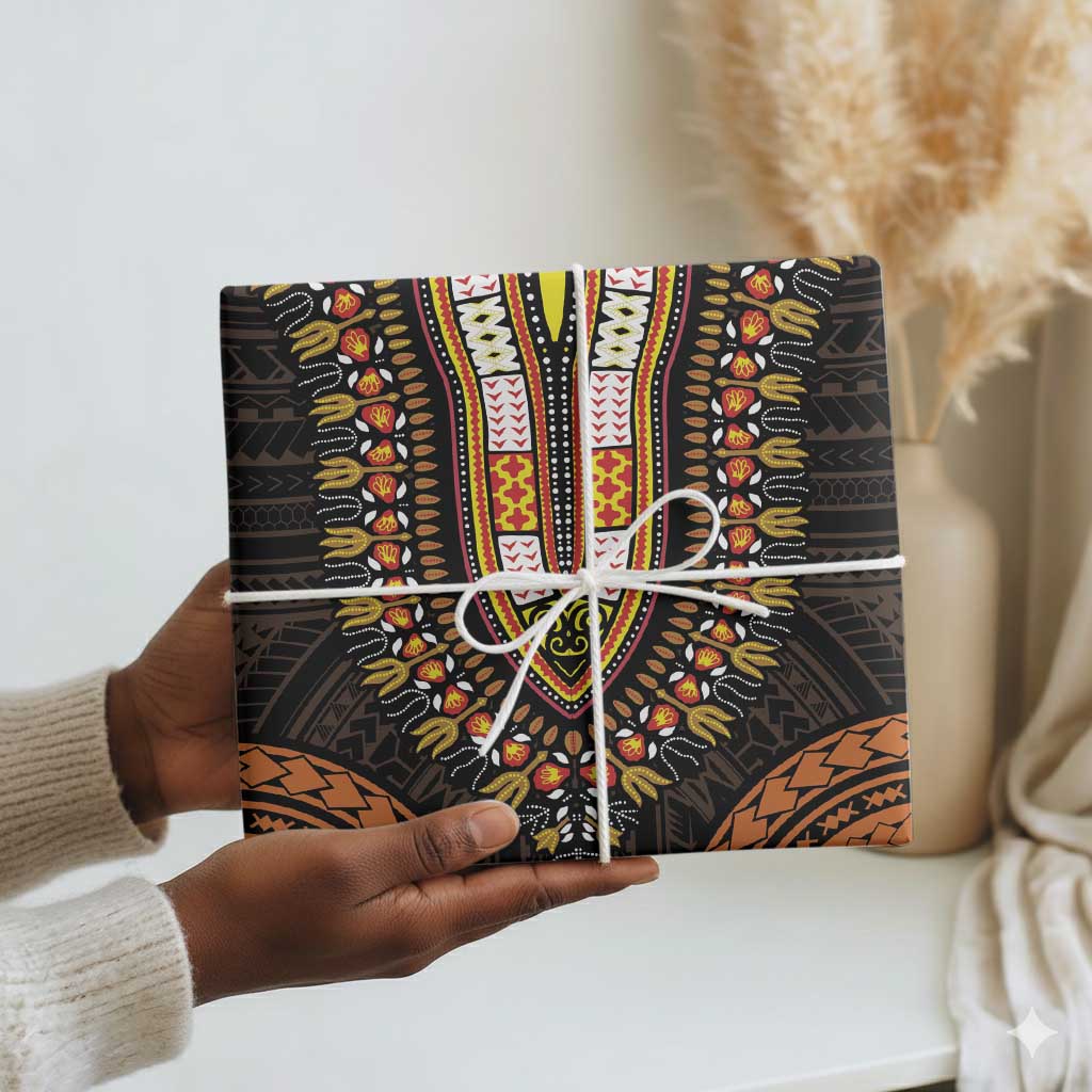 African Dashiki and Polynesian Pattern Wrapping Paper Gold - African Pride