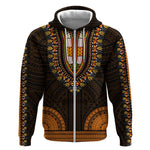 African Dashiki and Polynesian Pattern Zip Hoodie Gold