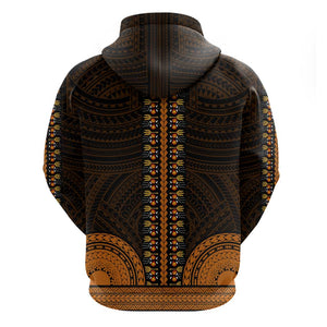 African Dashiki and Polynesian Pattern Zip Hoodie Gold