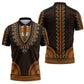 African Dashiki and Polynesian Pattern Zipper Polo Shirt Gold
