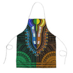 African Dashiki and Polynesian Pattern Apron Half Green-Gold